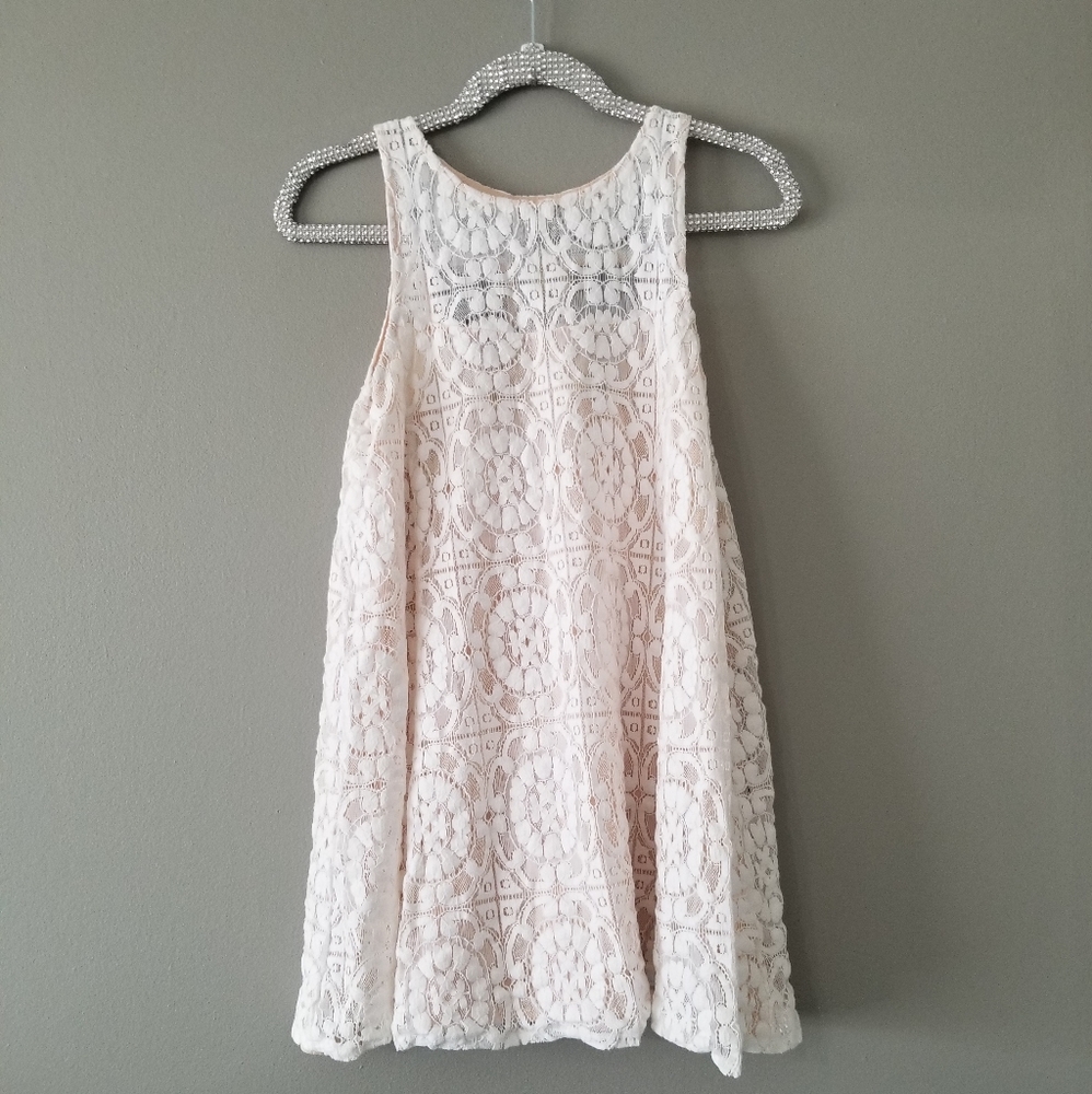 Free people crochet mini dress XS cream